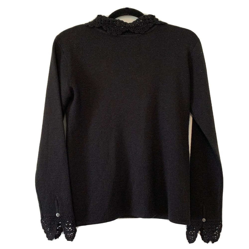 Soft Surroundings Womensβ XS Sweater Turtle Neck Wool Blend Crotched Cuffs Black